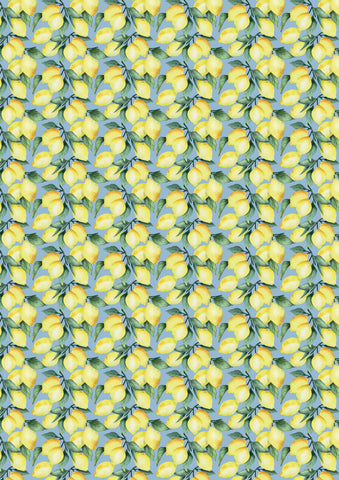 Lemon with blue background pattern water transfer - #431