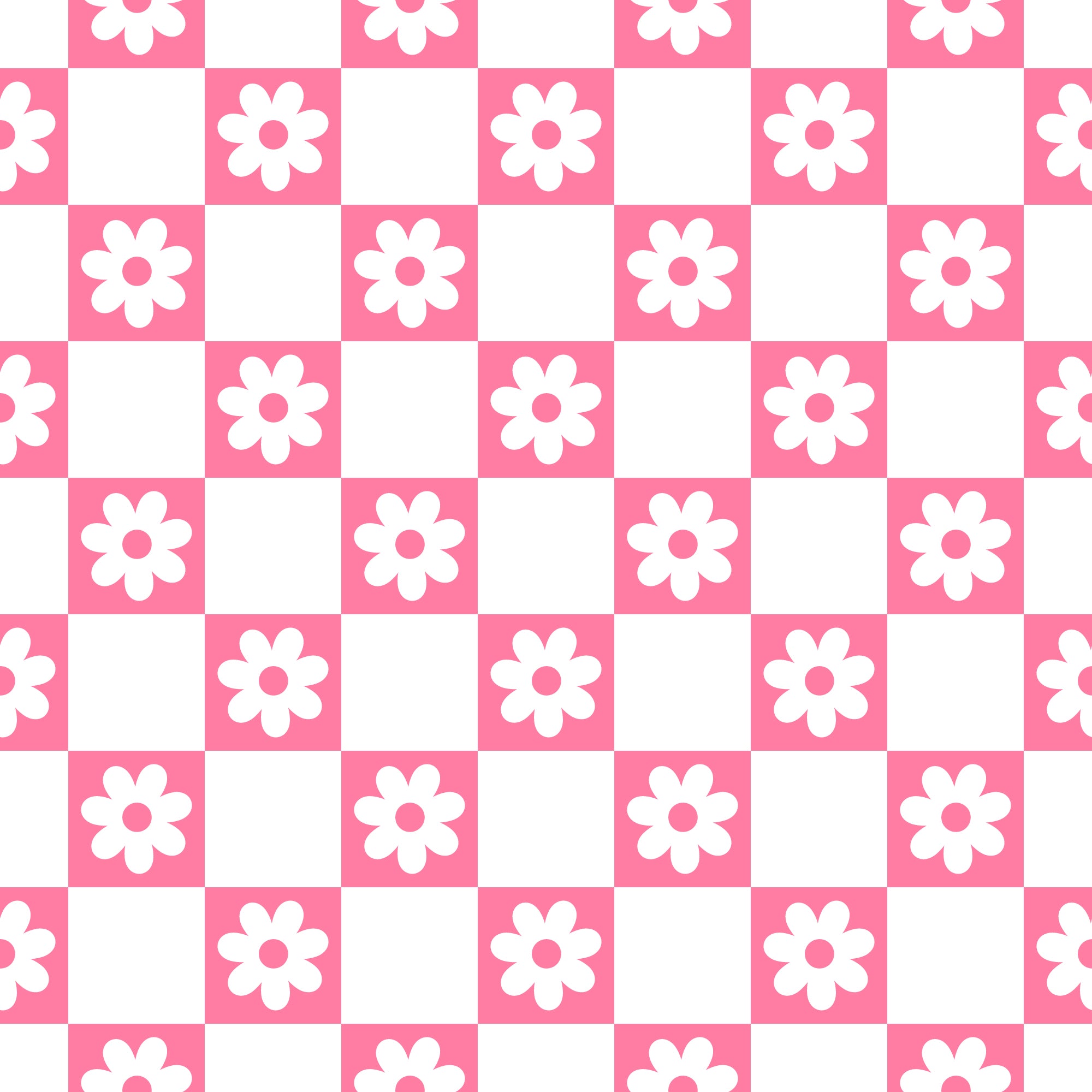 Pink & white flower check pattern water transfer - #432