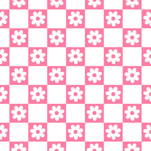 Pink & white flower check pattern water transfer - #432