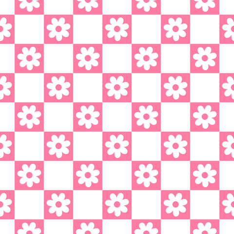 Pink & white flower check pattern water transfer - #432