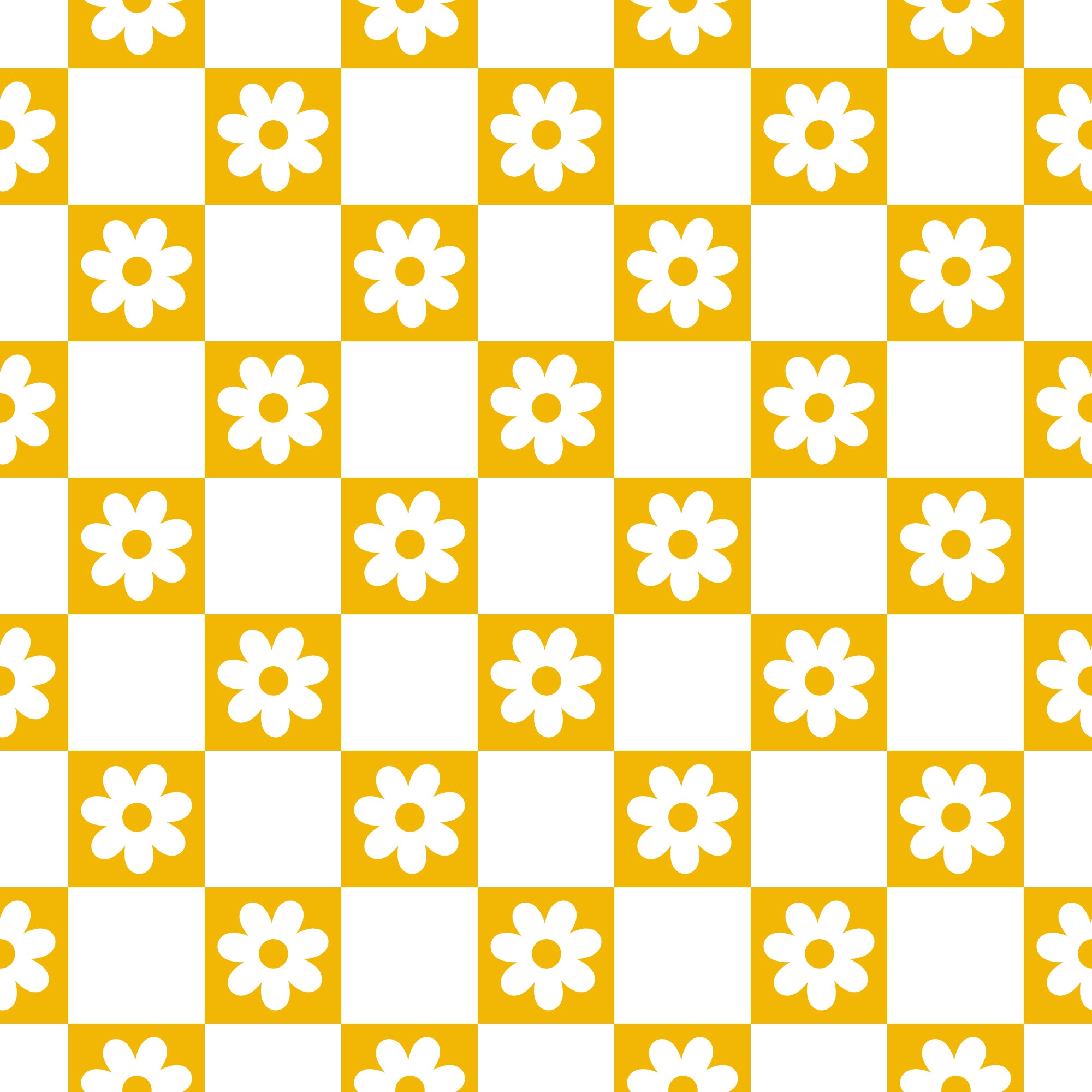 Yellow & white flower check pattern water transfer - #432