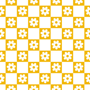 Yellow & white flower check pattern water transfer - #432