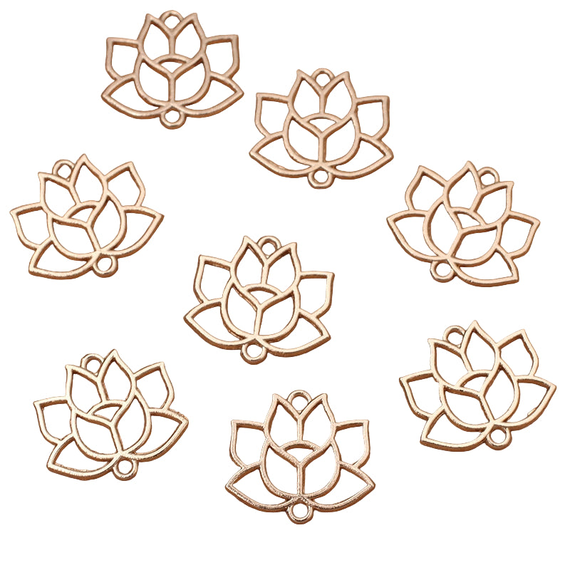 Light Gold plated lotus charms x 6