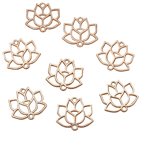 Light Gold plated lotus charms x 6