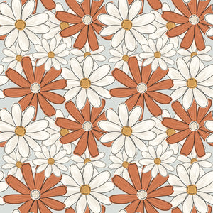 Terracotta & white flowers water transfer paper