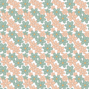 Muted pink and sage green flowers water transfer paper