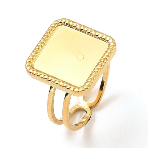Framed genuine 18K gold plated 304 stainless steel bezel rings x 1 piece