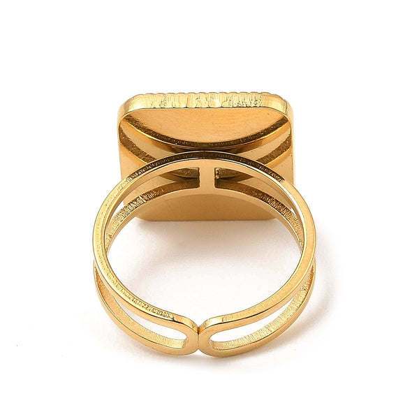 Framed genuine 18K gold plated 304 stainless steel bezel rings x 1 piece