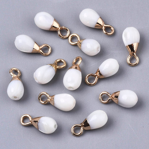 Small Drop natural shell charms x 4 pieces
