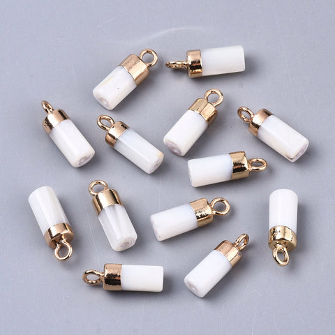 Small cylinder shape natural shell charms x 4 pieces