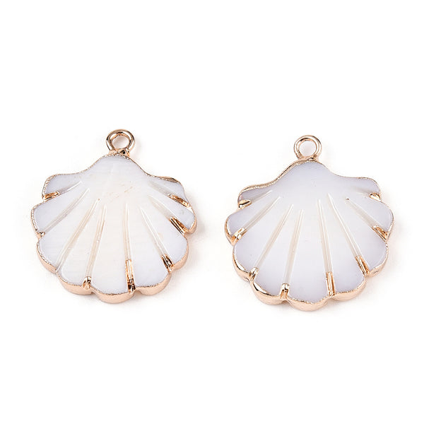Shell gold border charms x 4  pieces