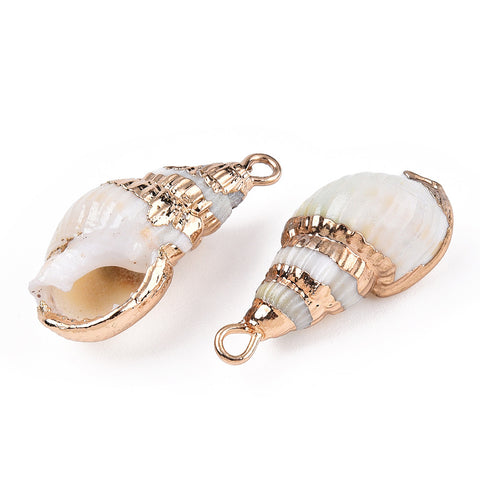 Natural gold spiral detail charms x 6
