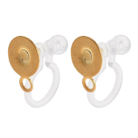 Clip on 6mm genuine 18K gold plated stainless steel & plastic finding with loop x 10 pieces