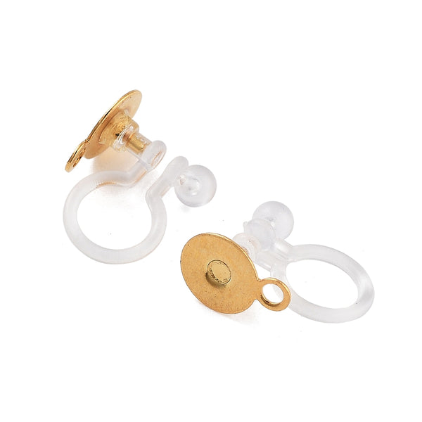 Clip on 6mm genuine 18K gold plated stainless steel & plastic finding with loop x 10 pieces