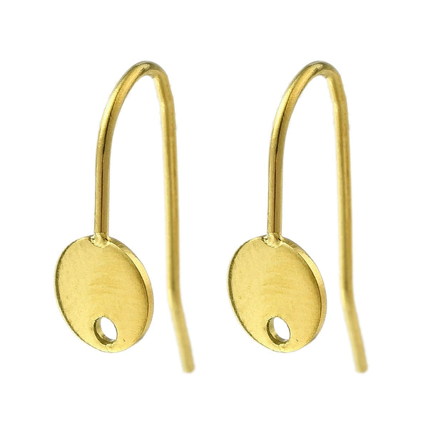 Genuine 18K gold plated round hooks  x 6 pieces