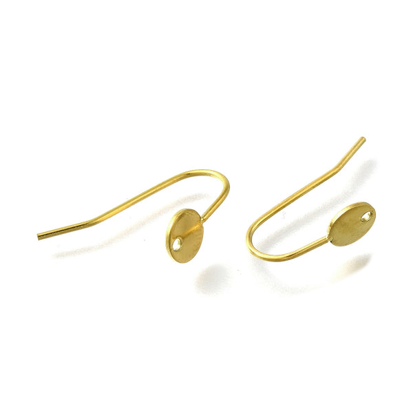 Genuine 18K gold plated round hooks  x 6 pieces