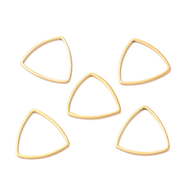 201 Stainless steel gold plated triangle charm x 6 pieces