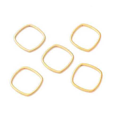 Stainless steel gold plated rounded square charms x 6 pieces