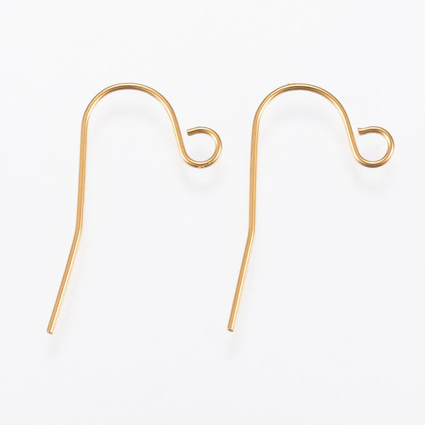 Gold plated stainless steel earring hooks x 10 pieces