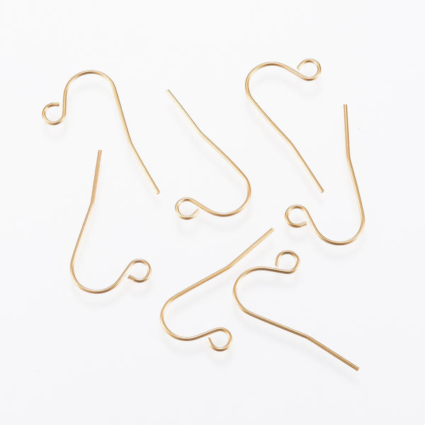 Gold plated stainless steel earring hooks x 10 pieces