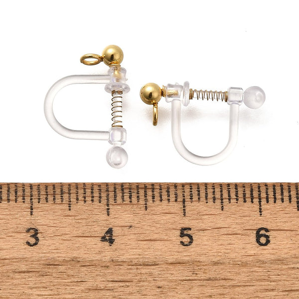 Clip on 3.5mm ball 201 stainless steel & plastic finding with loop x 10 pieces