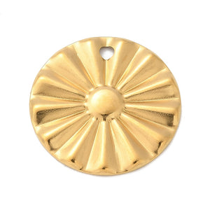 Stainless steel gold plated round charms x 8 pieces