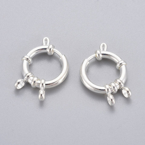 Small 1.8cm x 4.5mm bright silver spring clasp for necklace connector charm add on x1