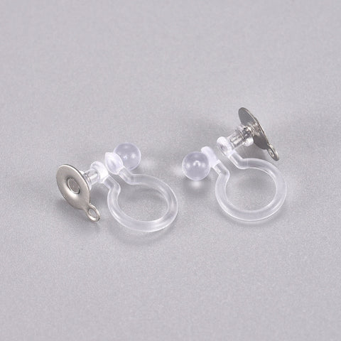Clip on 5mm 304 stainless steel & plastic finding with loop x 10 pieces