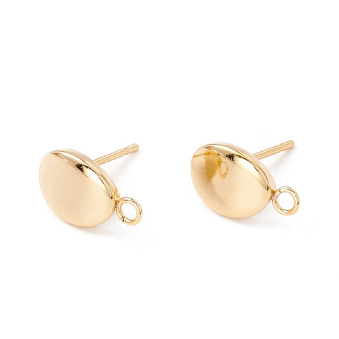 Gold plated bean stud tops x 10 pieces