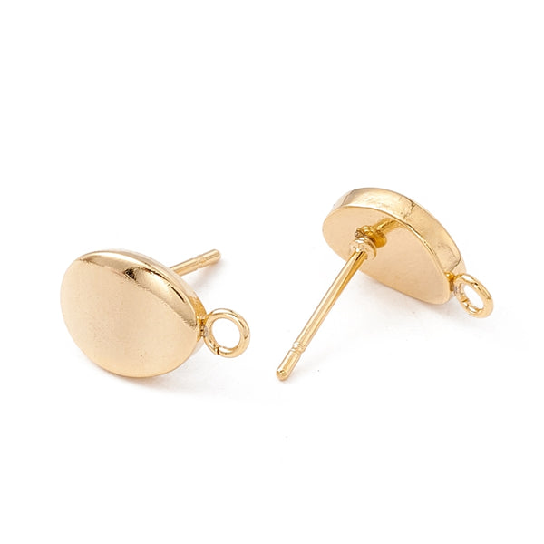 Gold plated bean stud tops x 10 pieces