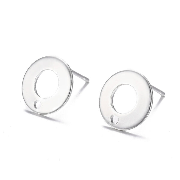 Bright silver stainless steel round stud tops x 10 pieces