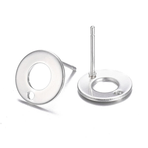 Bright silver stainless steel round stud tops x 10 pieces
