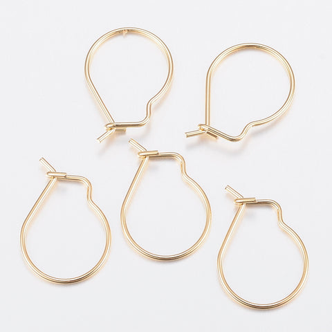 Gold Kidney shape 304 stainless steel earring hoops x 10