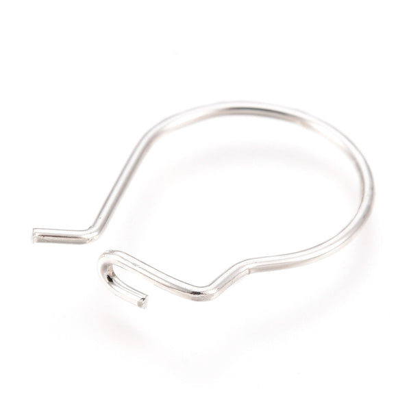 Bright silver Kidney shape 304 stainless steel earring hoops x 10