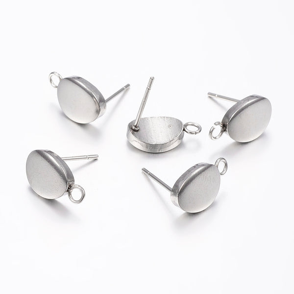 Stainless steel plated bean stud tops x 10 pieces