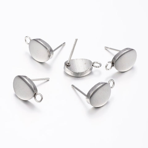 Stainless steel plated bean stud tops x 10 pieces