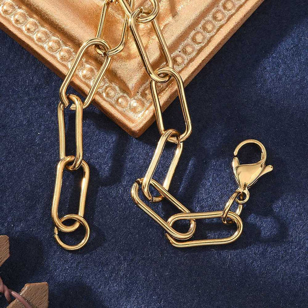 Gold stainless steel plated bracelet large links  x 1