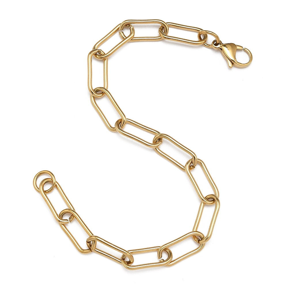 Gold stainless steel plated bracelet large links  x 1