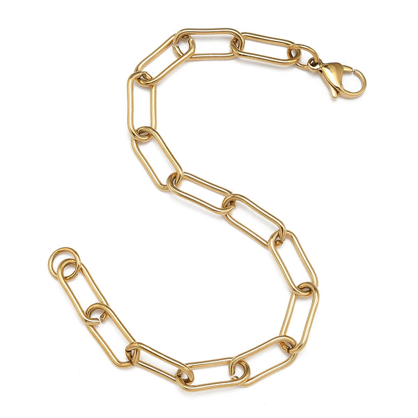 Gold stainless steel plated bracelet large links  x 1