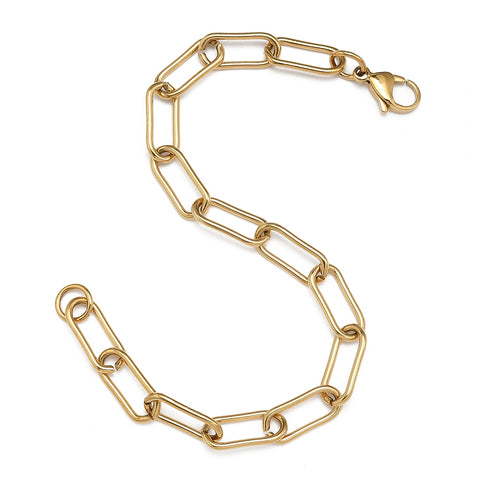 Gold stainless steel plated bracelet large links  x 1