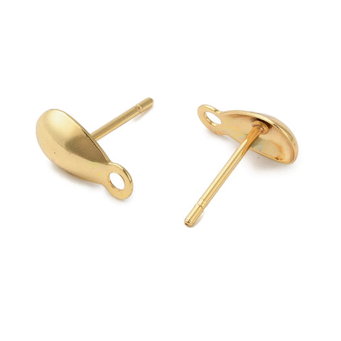 18K small 1cm genuine gold plated drop stud tops x 10 pieces
