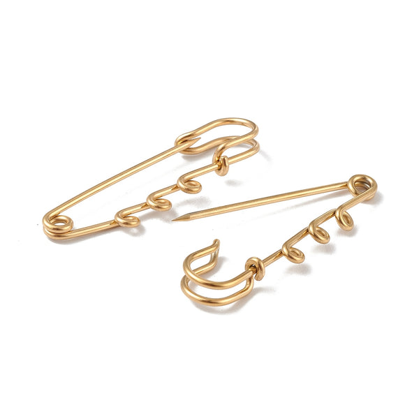 Pin gold plated stainless steel brooch setting x 1