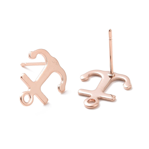 Stainless steel rose gold plated Anchor stud posts x 10 pieces