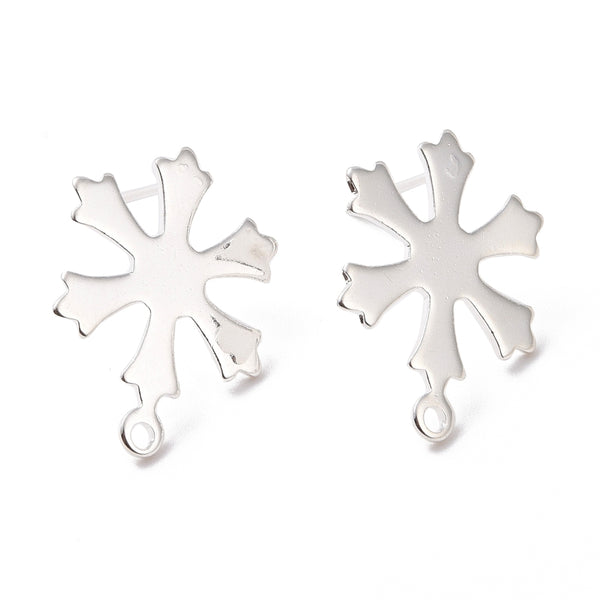Bright 925 silver plated snowflake stud tops with 316 stainless steel posts x 8