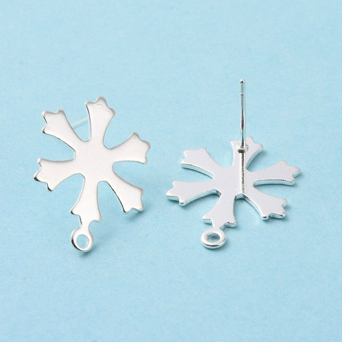 Bright 925 silver plated snowflake stud tops with 316 stainless steel posts x 8