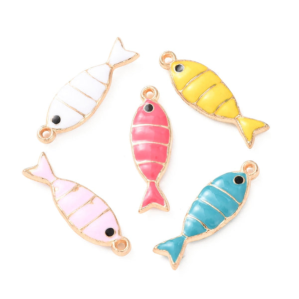 Gold plated fish charms - pack of 4 - choose your colour