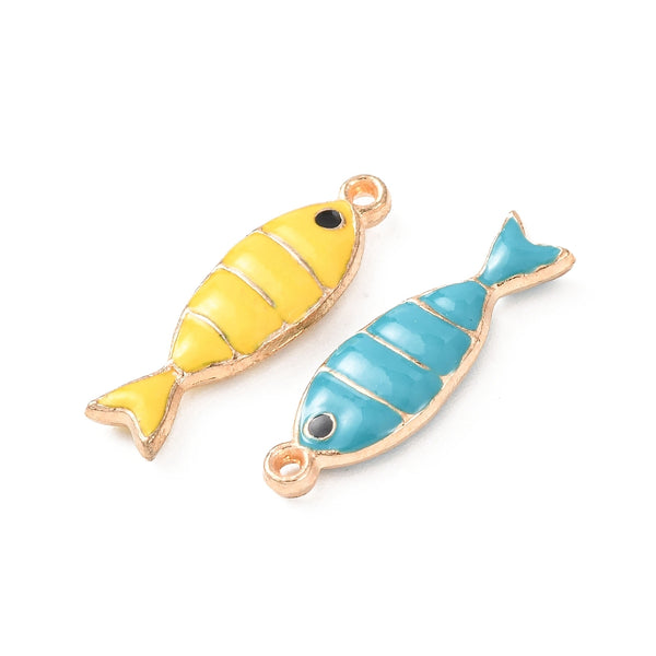 Gold plated fish charms - pack of 4 - choose your colour