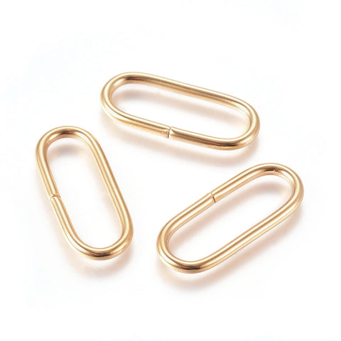 Stainless steel gold plated oblong link/connector x 10 pieces