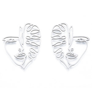 201 stainless steel face monstera charms  x 2 pieces