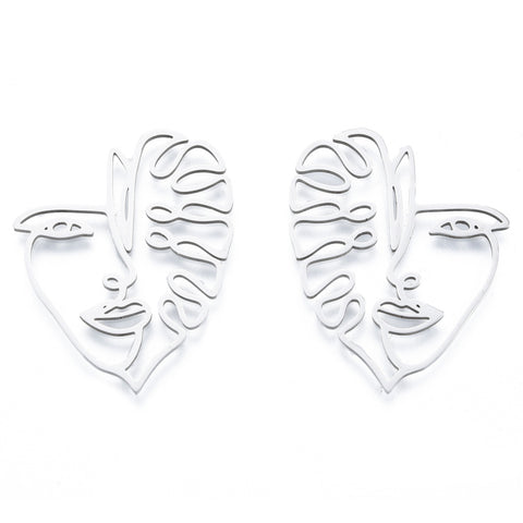 201 stainless steel face monstera charms  x 2 pieces